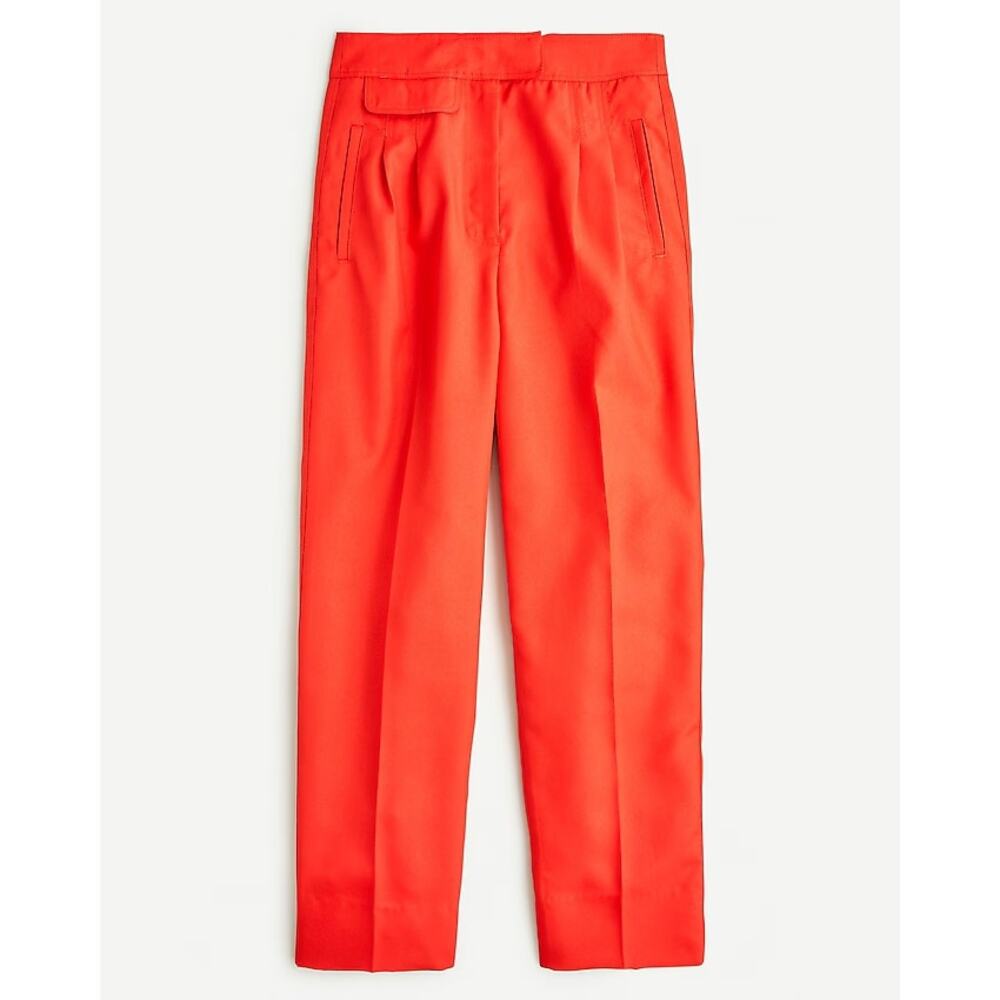 J. Crew Pant Tapered Pleat Front NWT 16 High Rise Bottom Red Trouser Work Casual
